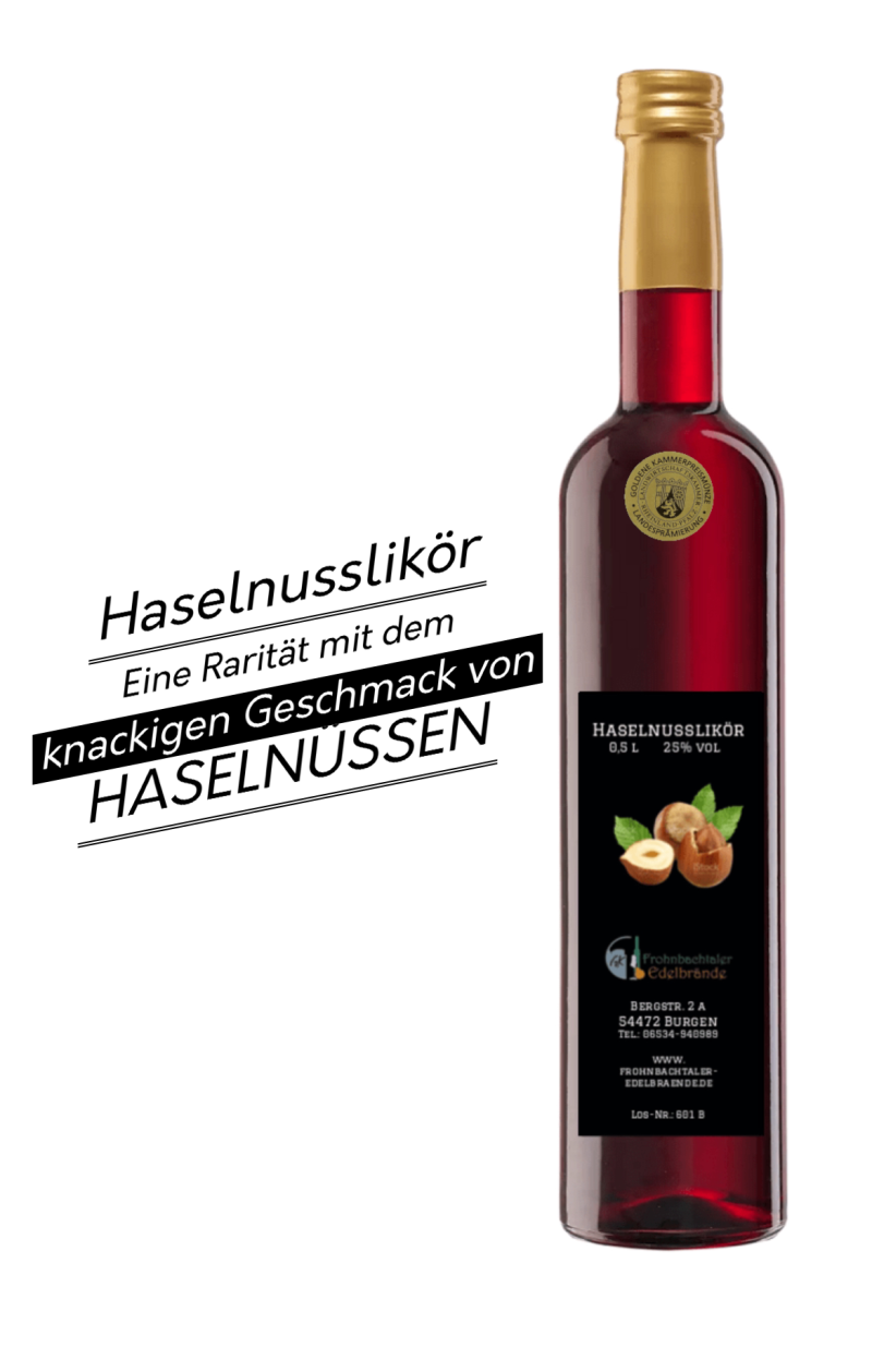 Haselnusslikör 0,5 l in Glasflasche