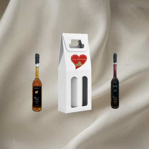 Valentinstag 2-x-200-ml-Likoer in Geschenktragetasche mit 2 Sichtfenstern