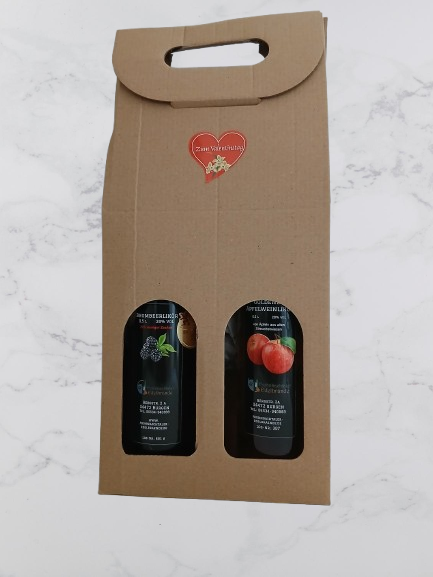 2 Likör a´500 ml zum Valentinstag in Geschenktasche