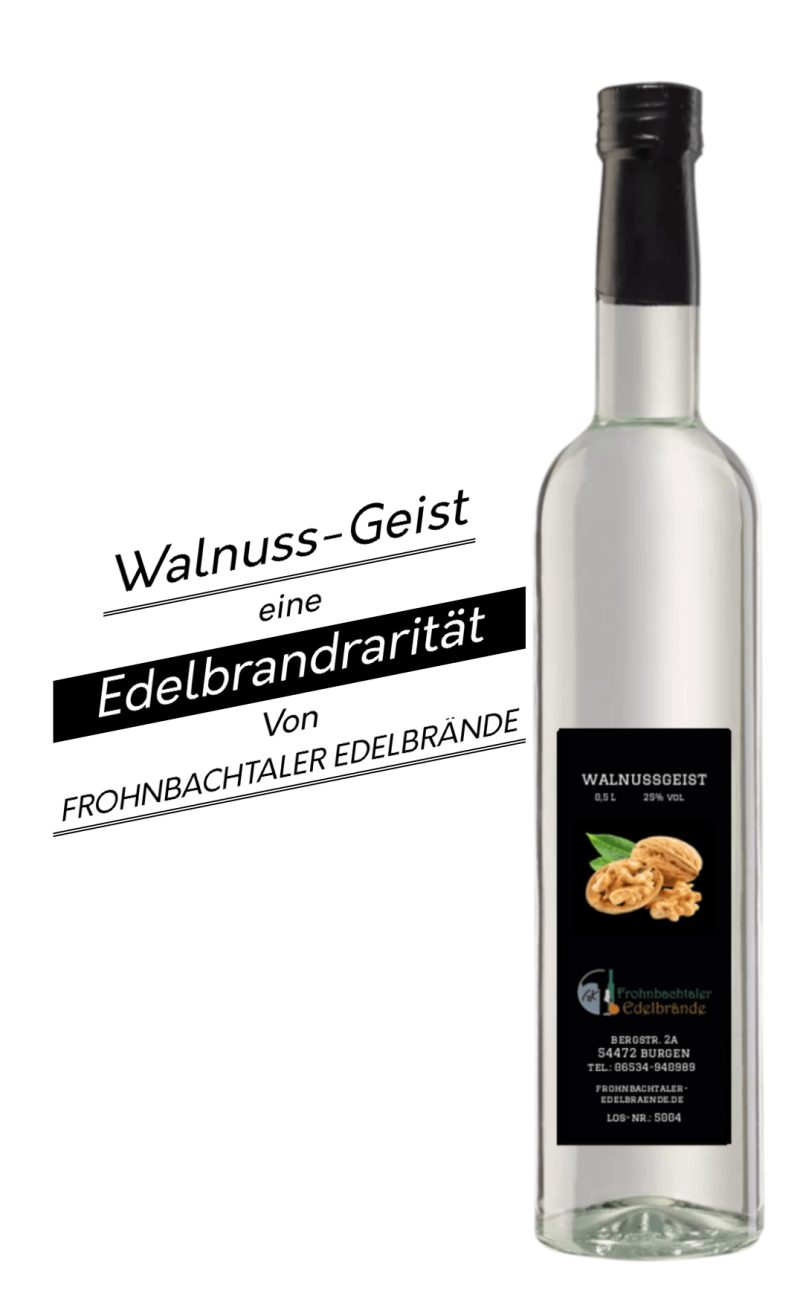 Walnussgeist 0,5 l - Edelbrandrarität von Frohnbachtaler Edelbrände in Glasflasche 0,5 l