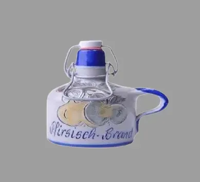 Weinbergpfirsichbrand 0,3 l im Tonkrug mit Schnappverschluss