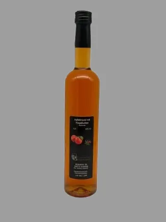 1 Flasche Apfelbrand mit Hagebutten in Glasflasche