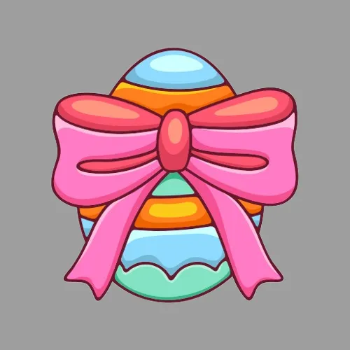 buntes Osterei mit Schleife - Frohe Ostern!