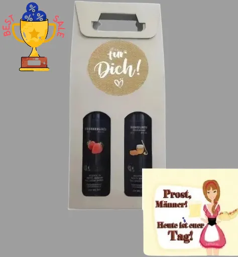 Zum Vatertag: Geschenkbox mit Sichtfenster mit 2 Edelbränden je 500 ml