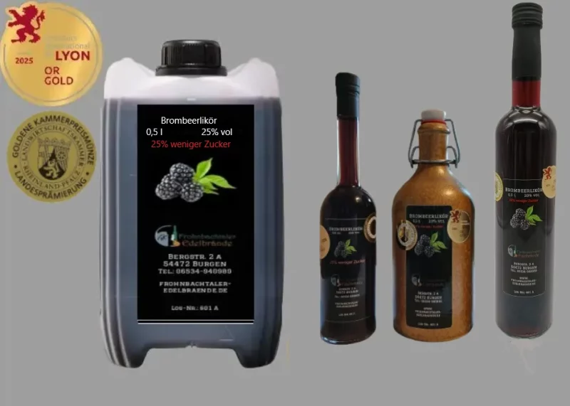Brombeerlikör in 4 Varianten mit 25% weniger Zucker