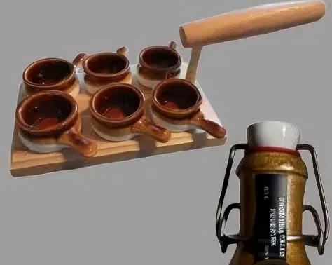 Flambierpfännchen 6 Stück mit Servierbrett