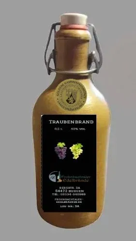 Traubenbrand 0,5 l (40% vol) im braunen Bembel (Steinzeugkrug, in Italien Grappa, in Frankreich Marc) 