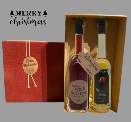 Bratapfellikör und Winterlibelikör 0,2 l in Geschenkschatulle für Weihnachten